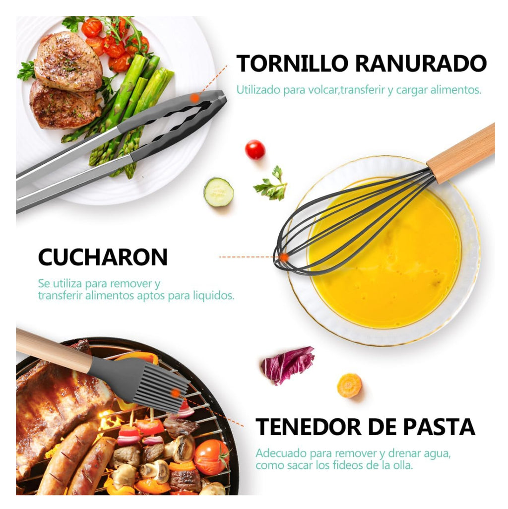 Utensilios Cocina Silicona Set por 12pcs
