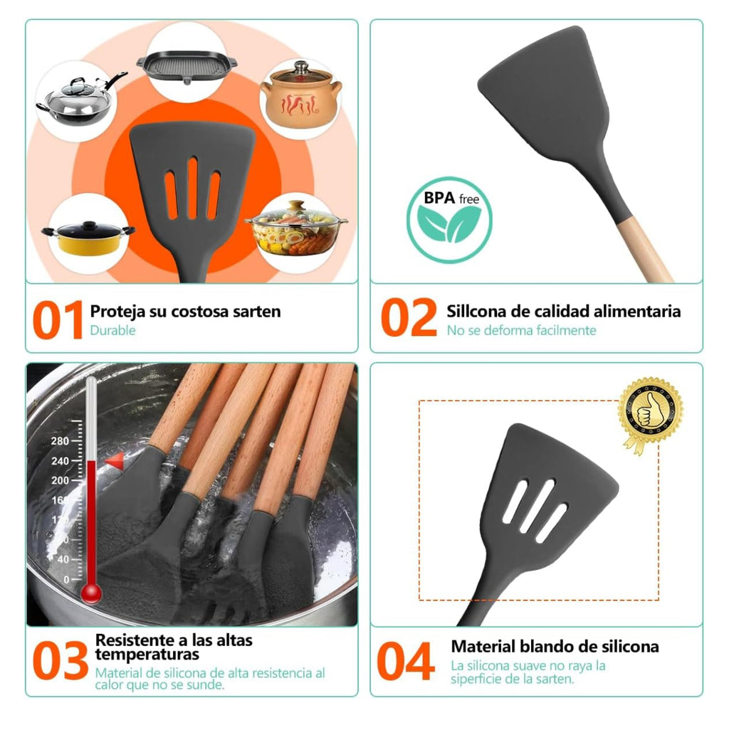 Utensilios Cocina Silicona Set por 12pcs