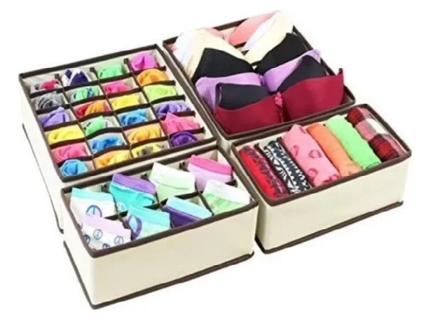 Organizador de Ropa Interior y Medias – Set x4 para Cajones